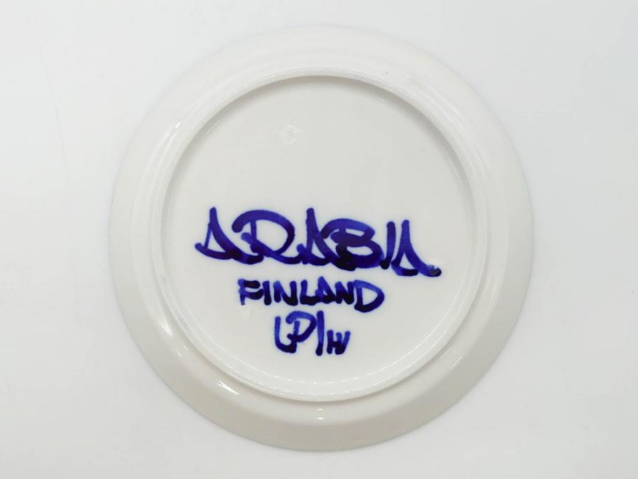 ARABIA FINLAND　Valencia (バレンシア)　Ulla Procope(ウラ・プロコッペ)　美しい青色が上品な雰囲気を高めるカップ&ソーサー6客セット(アラビア、フィンランド、北欧食器、C&S)(R-070652)
