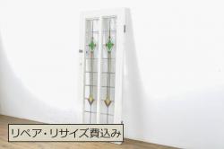 昭和レトロ　シンプルな横桟のガラス戸(窓、引き戸、建具)4枚セット