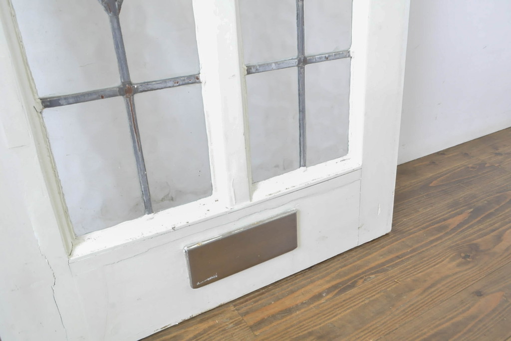 アンティーク建具　イギリスアンティーク　ステンドグラスがおしゃれな木製ドア1枚(木製扉、ガラス扉、玄関ドア)(R-063756)
