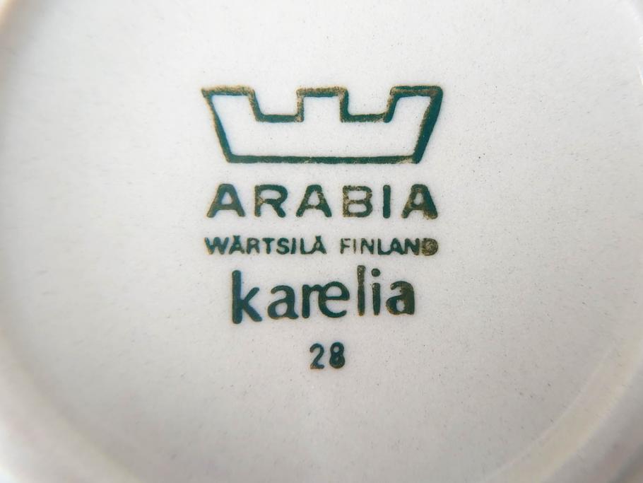 ARABIA FINLAND　Karelia(カレリア)　シンプルかつ存在感のある佇まいが魅力的なカップ&ソーサー2客・プレート5枚セット(アラビア、フィンランド、C&S、スーププレート、スープ皿、北欧食器)(R-070654)