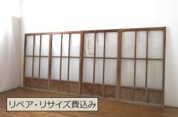 銀モールガラスが入った昭和レトロなガラス戸(引き戸、建具)