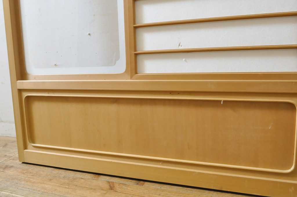 中古　上手物　和の空間づくりにおすすめ!　数寄屋で使われていた猫間障子戸2枚セット(雪見障子戸、建具、引き戸、ガラス戸)(R-063789)