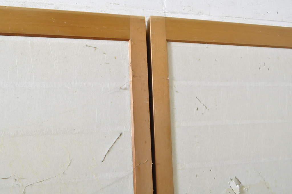 中古　上手物　和の空間づくりにおすすめ!　数寄屋で使われていた猫間障子戸2枚セット(雪見障子戸、建具、引き戸、ガラス戸)(R-063790)