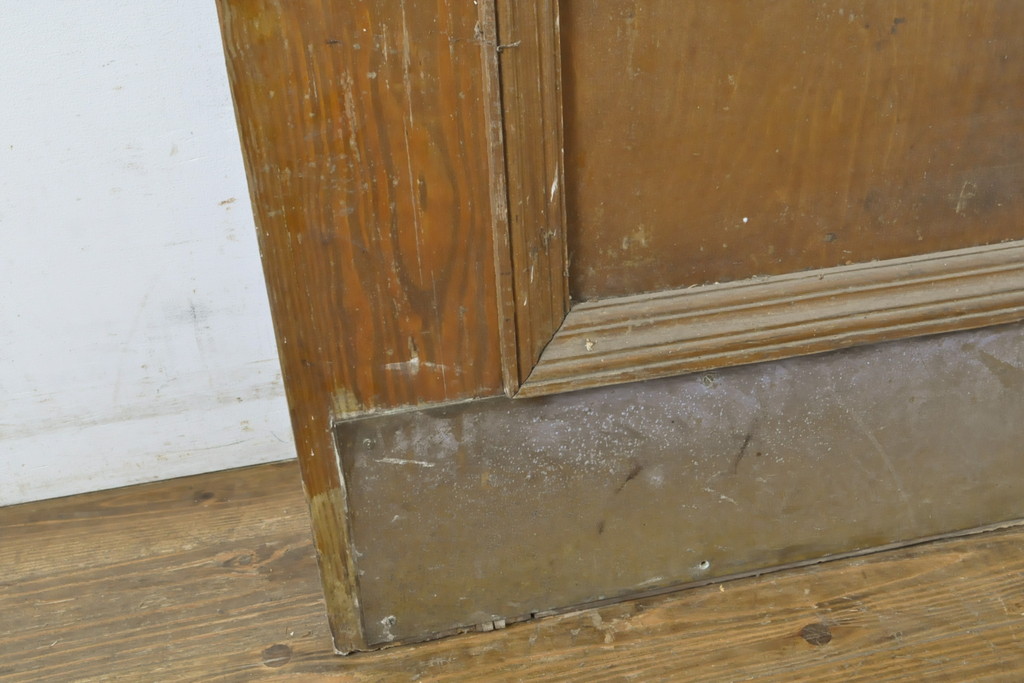 アンティーク建具　イギリスアンティーク　パイン材　異国の雰囲気がおしゃれなステンドグラスドア1枚(木製扉、玄関戸、玄関ドア)(R-063760)