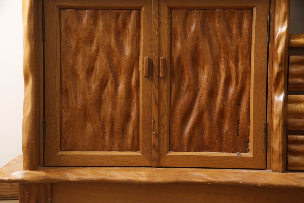 和製ビンテージ　屋久杉　木の風合いを存分に堪能できる飾り棚(違い棚、茶棚、収納棚、ヴィンテージ)(R-070353)