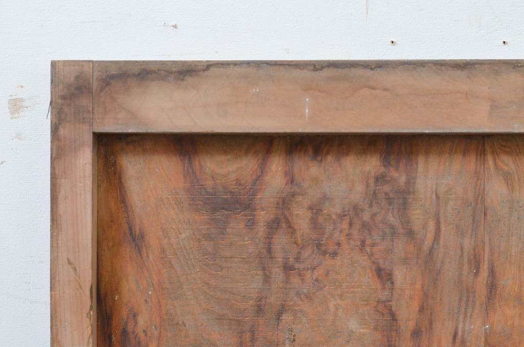 アンティーク建具　秋田杉　杢目が美しい!古い木味が魅力のFIX板戸窓1枚(嵌め殺し、フィックス)(R-068433)
