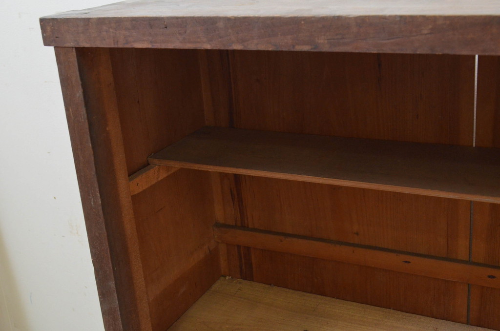 和製アンティーク　古い木味の小さな戸棚(サイドボード、収納棚、食器棚、サイドキャビネット、本箱、ブックケース)(R-069449)