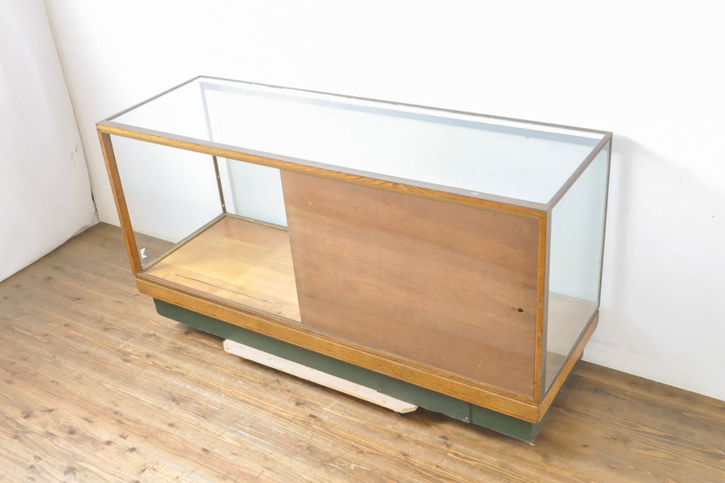 イギリスアンティーク　オーク材　シンプルなデザインが取り入れやすいカウンターガラスケース(ショーケース、陳列棚、飾り棚、ガラス戸棚、店舗什器)(R-063454)