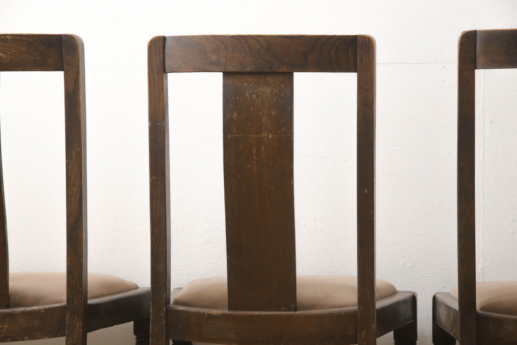 イギリスアンティーク　オーク材　エレガントなダイニングチェア4脚セット(椅子、イス、英国)(R-069082)