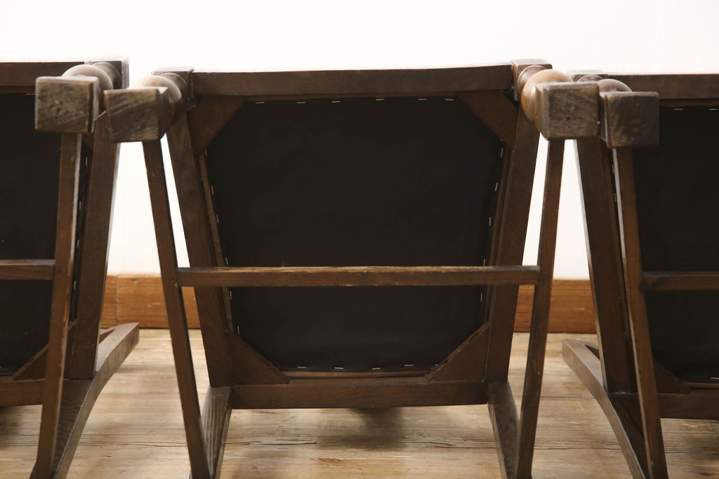 イギリスアンティーク　オーク材　エレガントなダイニングチェア4脚セット(椅子、イス、英国)(R-069082)