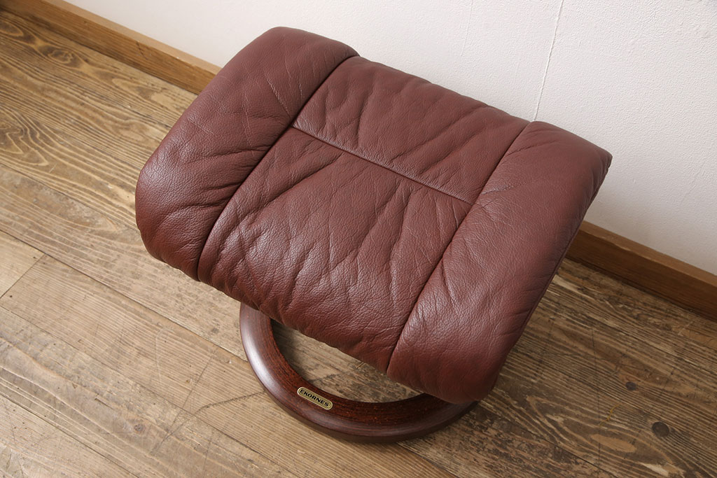 中古　EKORNES(エコーネス)　本革(レザー)　オットマン付き　ストレスレス レノ クラシック(M)(定価約37万9千円)(アームチェア、リクライニングチェア、椅子)(R-053467)