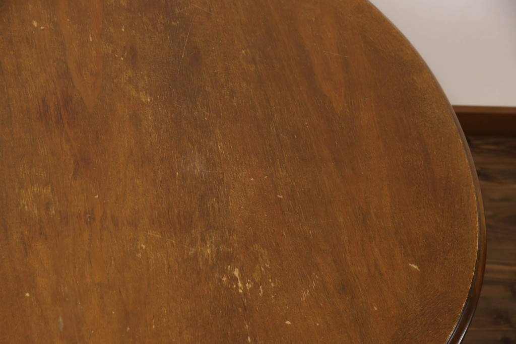 ビンテージ家具　アメリカ輸入モデル　DREXEL HERITAGE(ドレクセルヘリテイジ)　Touraine(ツーレイン)　滑らかな曲線が優雅な印象のダイニングテーブル(エクステンションテーブル、食卓、4人掛け、6人掛け、オーバル型、ヴィンテージ)(R-070579)