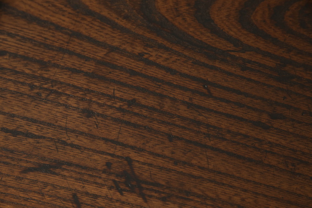 和製アンティーク　総欅(ケヤキ)材の力強い杢目が目を引く文机(ローテーブル、座机、作業台、座卓、センターテーブル)(R-065936)
