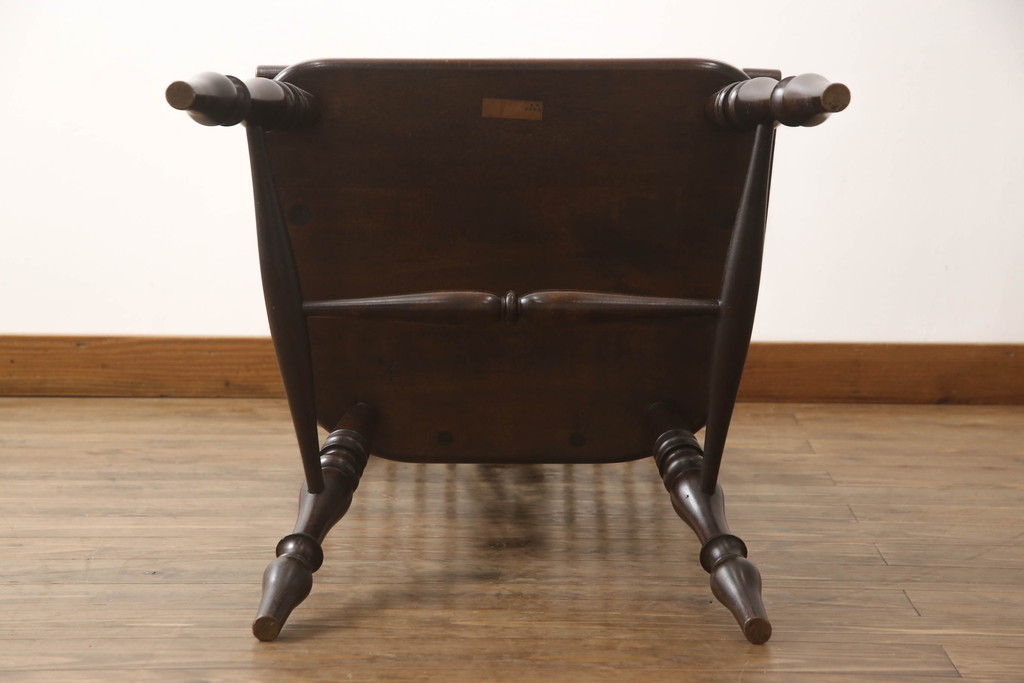 中古　松本民芸家具　#44A型　シックな色合いとクラシカルな佇まいが魅力のウィンザーチェア(ウインザーチェア、アームチェア、板座チェア、ダイニングチェア、椅子、イス)(定価約20万円)(R-070540)