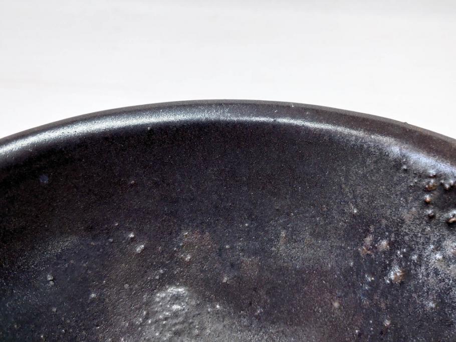 小林東五　對州窯　天目　約26cm　8.6寸　味わい深い和の雰囲気漂う鉢(深皿、和食器、八寸六分、共箱付き)(R-070864)