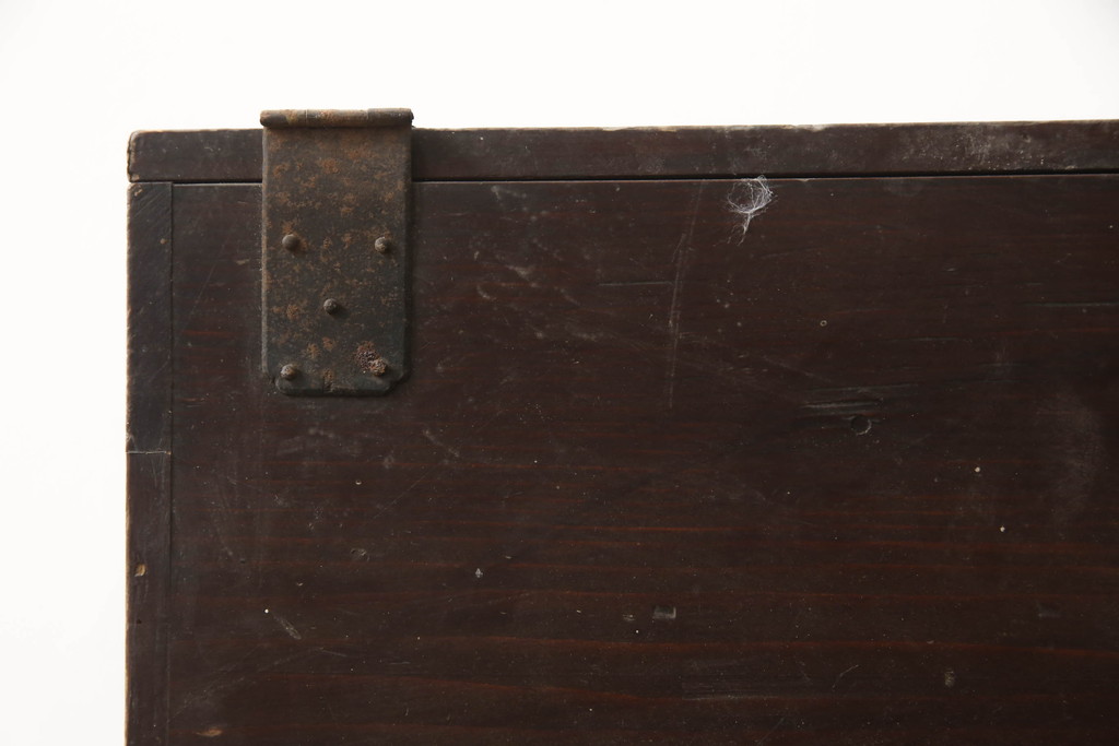 和製アンティーク　古作造り　簡素なつくりが落ち着いた雰囲気を醸し出す杉材の硯箱(掛け硯、印箱、小物収納、収納箱、小引き出し)(R-070531)
