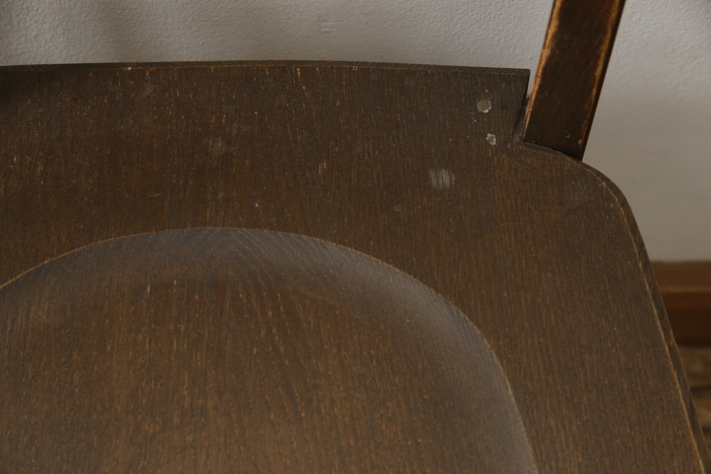 中古　永田良介商店　神戸洋家具　落ち着きのあるシックな佇まいが魅力のラダー型食堂椅子2脚セット(ダイニングチェア、ラダーバックチェア、ワークチェア、椅子、板座チェア)(R-058975)