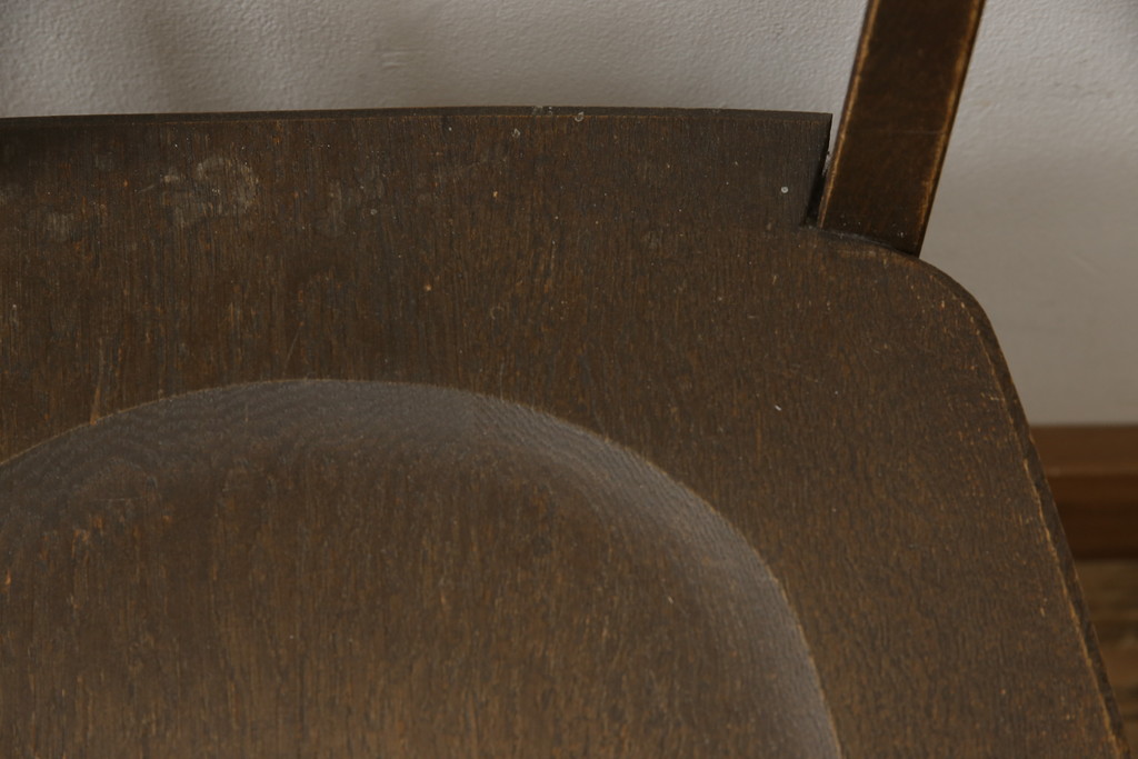 中古　永田良介商店　神戸洋家具　落ち着きのあるシックな佇まいが魅力のラダー型食堂椅子2脚セット(ダイニングチェア、ラダーバックチェア、ワークチェア、椅子、板座チェア)(R-058976)