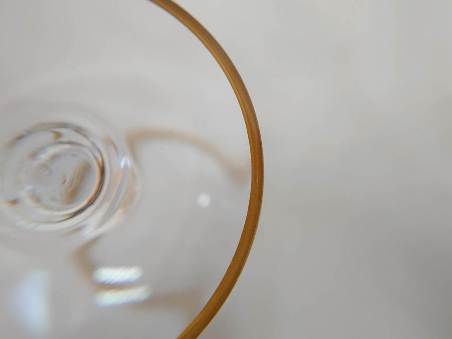 フランス　Baccarat　オールドバカラ　ブドウ模様　金彩　Armagnac　アルマニャック　ブランデー　ゴールドのデザインが高級感を高めるグラス2客セット(葡萄、ぶどう、ワイン、冷酒、梅酒、フルレッドクリスタルガラス)(R-070961)