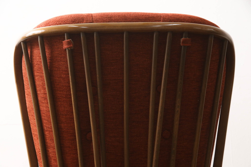 イギリスビンテージ　美品　ERCOL(アーコール)　エバーグリーン　エレガントな雰囲気漂う1人掛けイージーチェア(ラウンジチェア、アームチェア、椅子、ソファ、ヴィンテージ、英国、北欧)(R-061740)