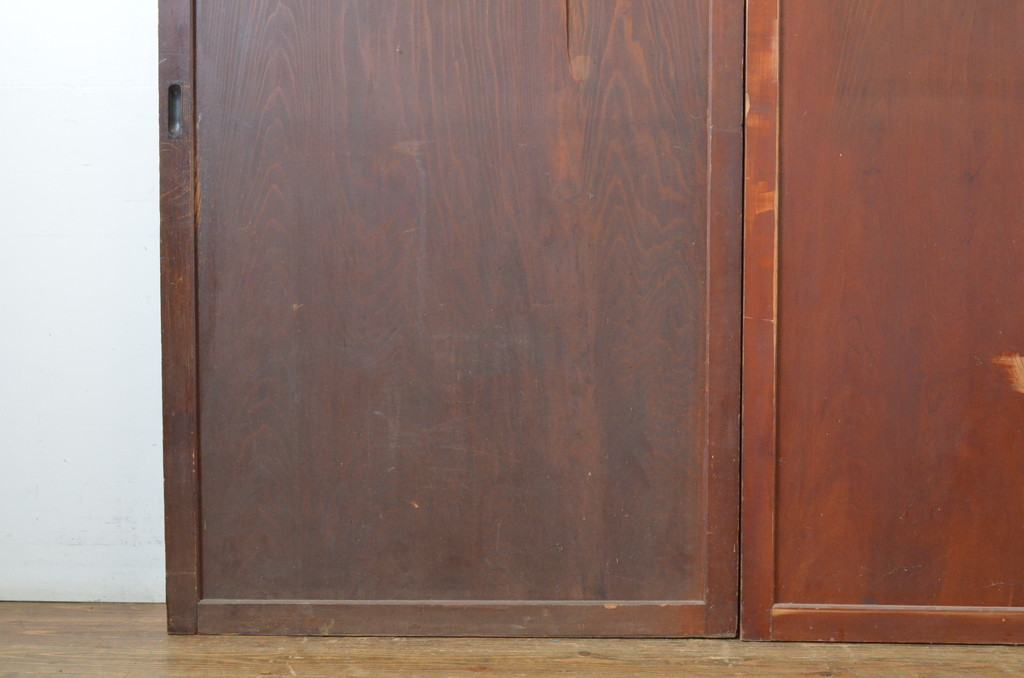 アンティーク建具　一枚板　あたたかみのある木の風合いが感じられる帯戸2枚セット(板戸、引き戸)(R-063717)