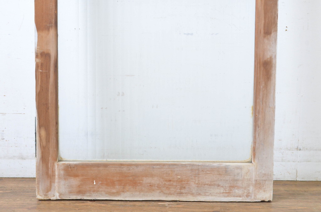 アンティーク建具　ペイント仕上げ限定　モールガラス　淡い色味が可愛らしいドア1枚(扉、木製扉、ガラス扉、玄関ドア)(R-063582)