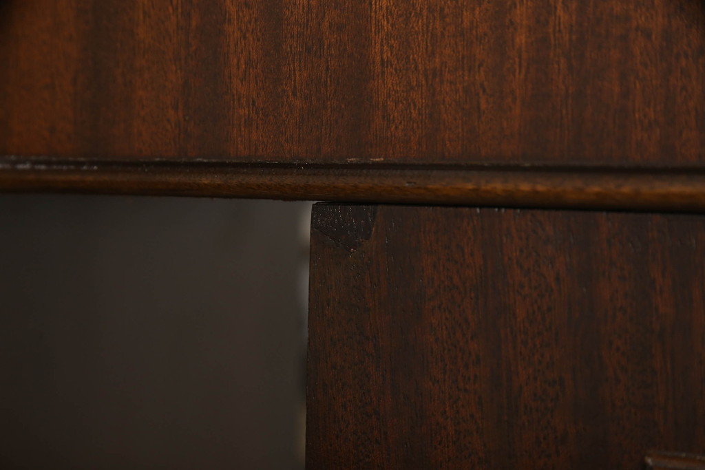 中古　イギリス輸入家具　マホガニー材　レザートップ　高級感漂う組み立て式両袖デスク(プレジデントデスク、机、在宅ワーク、在宅用、英国)(R-068362)