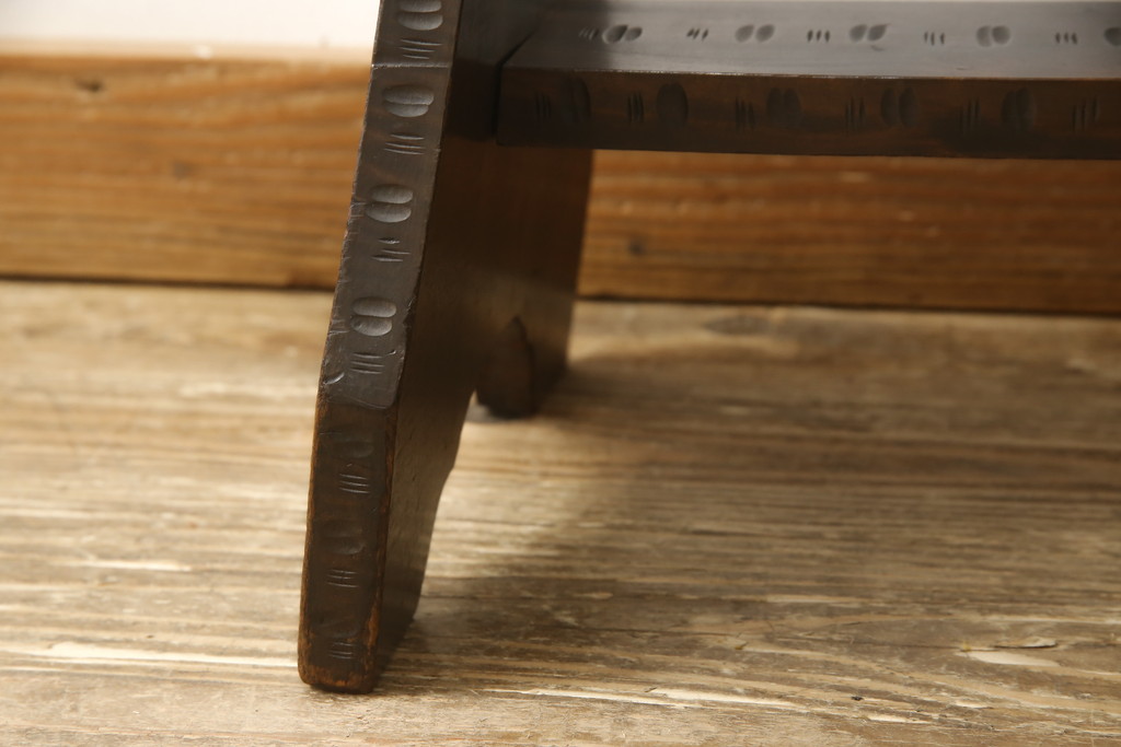 和製ビンテージ　軽井沢彫り　ちょっとした飾り台にもなりそうなスツール(椅子、チェア、ヴィンテージ)(R-057928)
