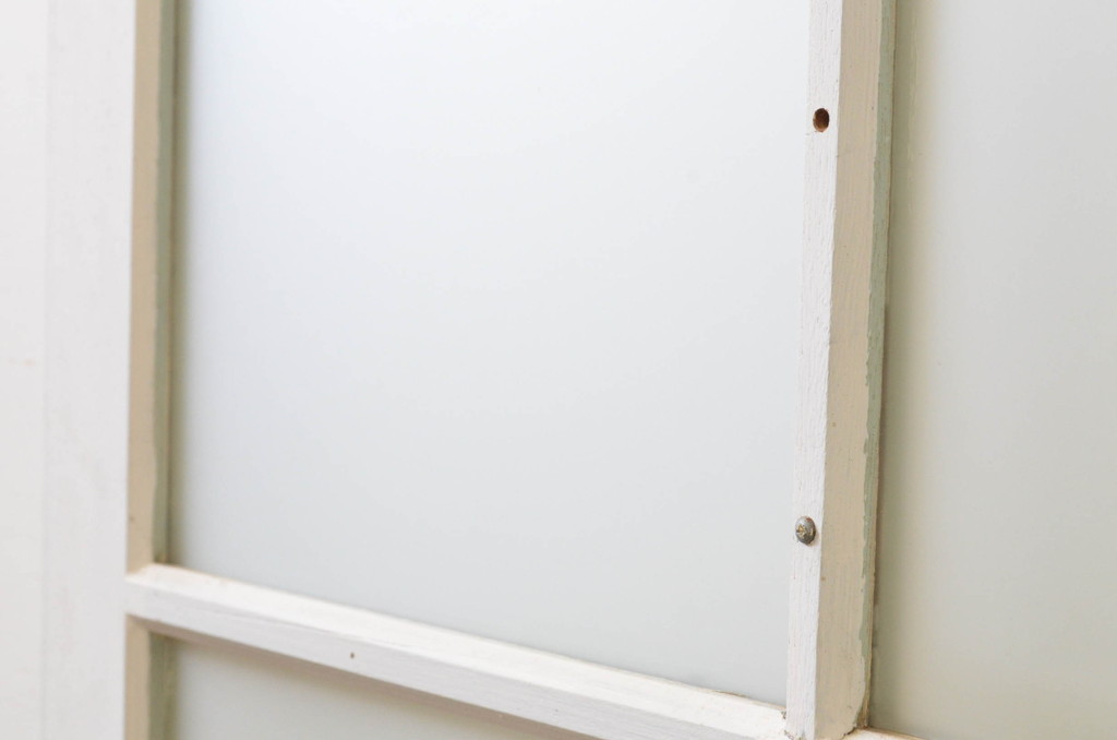 アンティーク建具　ペイント仕上げ限定　レトロな空間づくりにおすすめな古い学校のガラス戸2枚セット(引き戸)(R-068708)