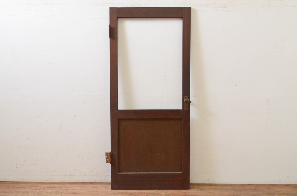 アンティーク建具　落ち着いた雰囲気を演出する木製ドア1枚(ガラス戸、扉)(R-068850)