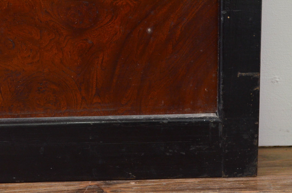 アンティーク建具　腰板欅(ケヤキ)材　和モダンな空間作りにおすすめな障子戸4枚セット(引き戸、格子戸、ガラス帯戸)(R-068853)