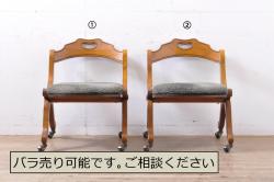 ヴィンテージ家具　北欧ビンテージ　ペイント　シャビーシックなクッションチェア(ダイニングチェア、椅子)(2)