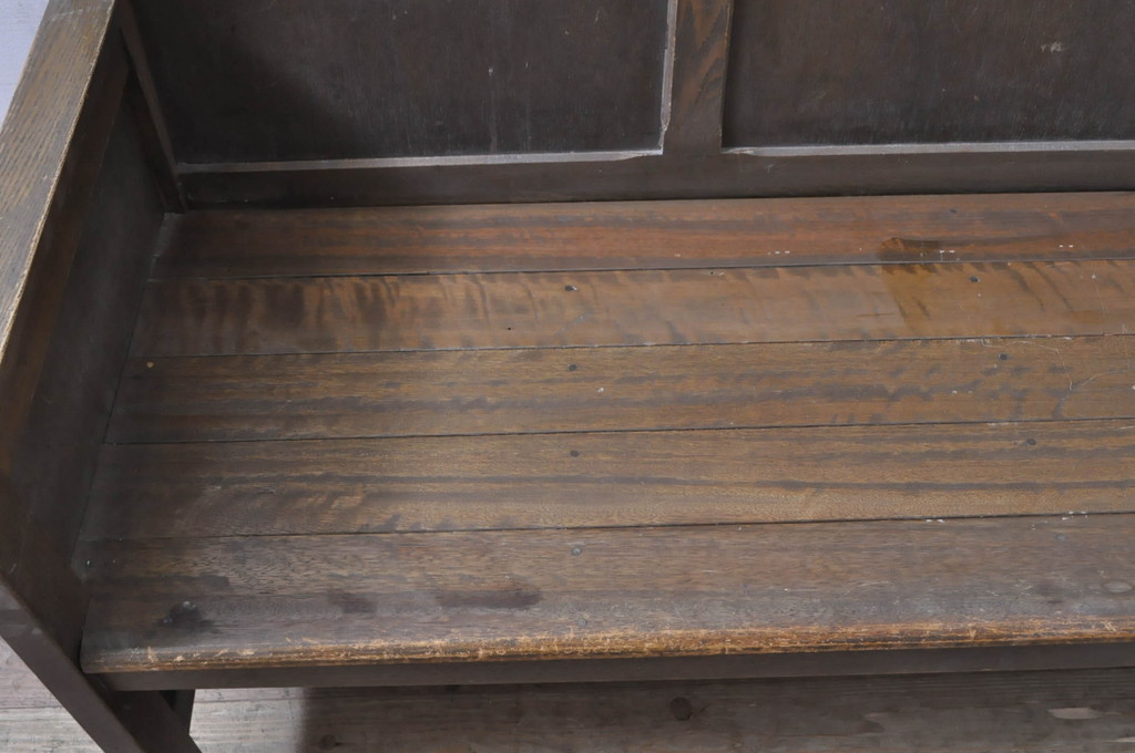 和製アンティーク　使い込まれた風合いが味わい深いチャーチベンチ(長椅子、木製ベンチ、ベンチ)(R-068602)