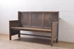 アンティーク家具　和製アンティーク　樫材　素朴な風合いがレトロな木製チェア(椅子、板座チェア)(R-039872)