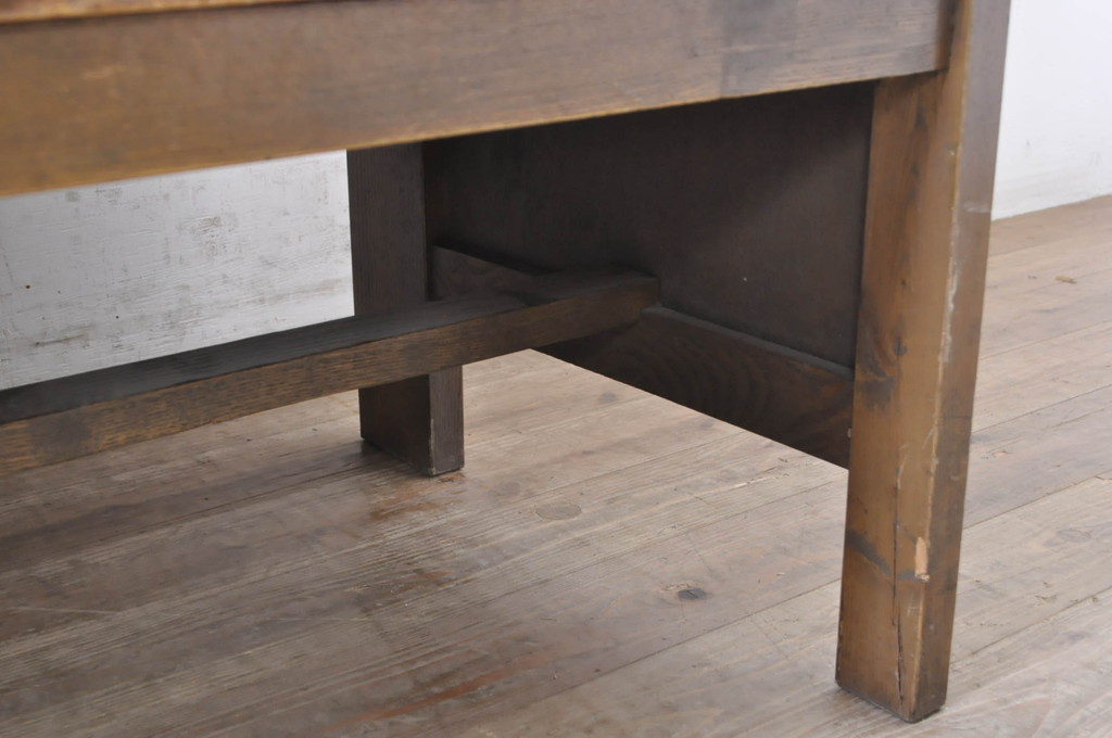 和製アンティーク　使い込まれた風合いが味わい深いチャーチベンチ(長椅子、木製ベンチ、ベンチ)(R-068606)