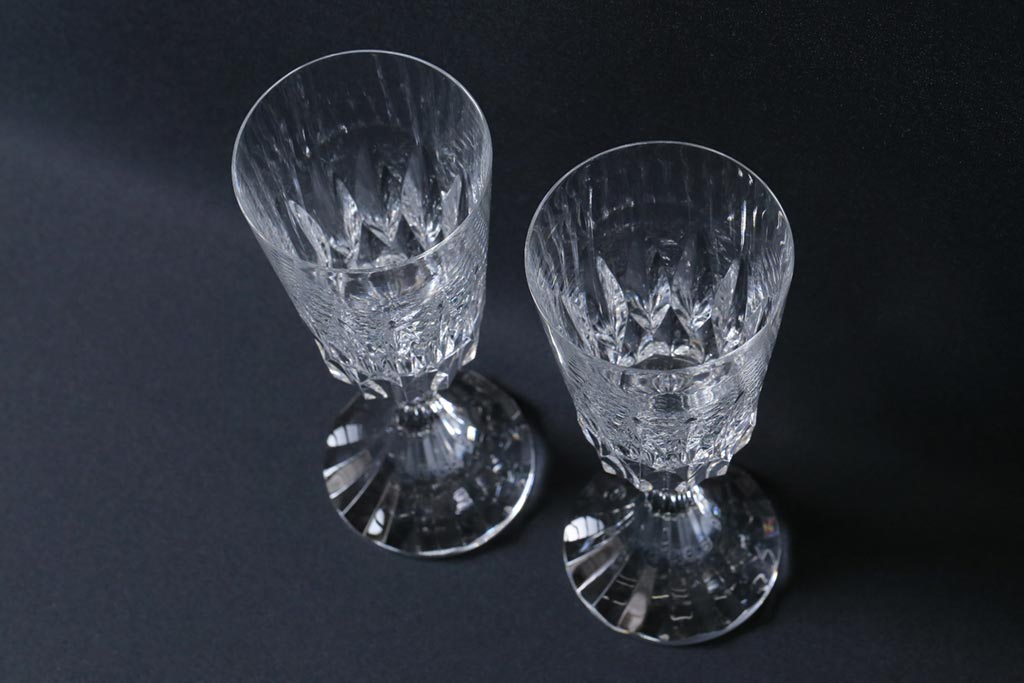 中古　Baccarat(バカラ)　アサス　ウォーターゴブレットグラス(ワイングラス、酒器、ガラス)2脚セット(2)