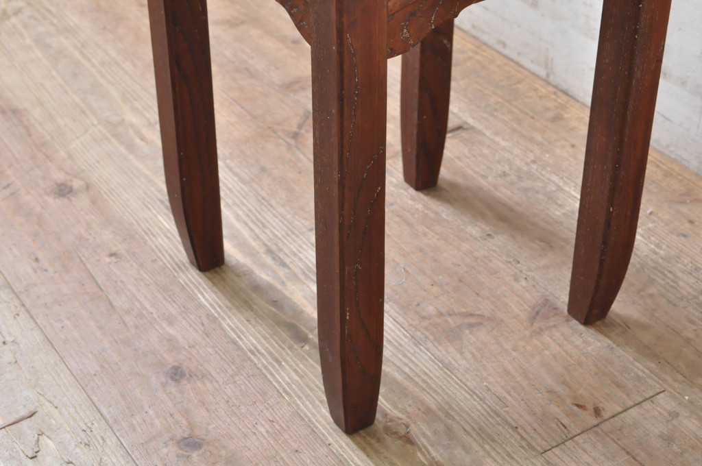 和製アンティーク　古い洋館で使われていた欅(ケヤキ)材製のサイドテーブル(花台、飾り台、エンドテーブル、ナイトテーブル)(R-068633)