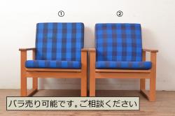 中古　松本民芸家具　クラシカルなろくろ装飾が目を引くD型2人掛けソファ(ベンチ、2Pソファ)(R-055029)