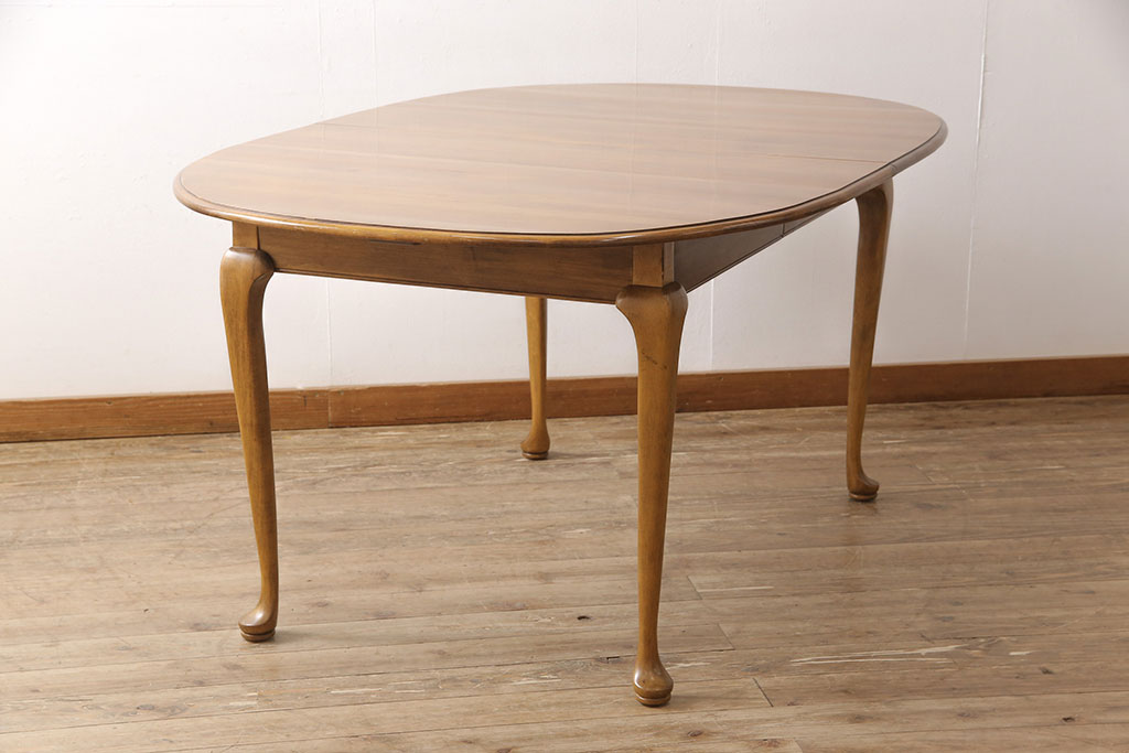 中古　ETHAN ALLEN(イーセンアーレン)　猫脚がおしゃれなドローリーフテーブル(エクステンションテーブル、ダイニングテーブル)(R-050081)