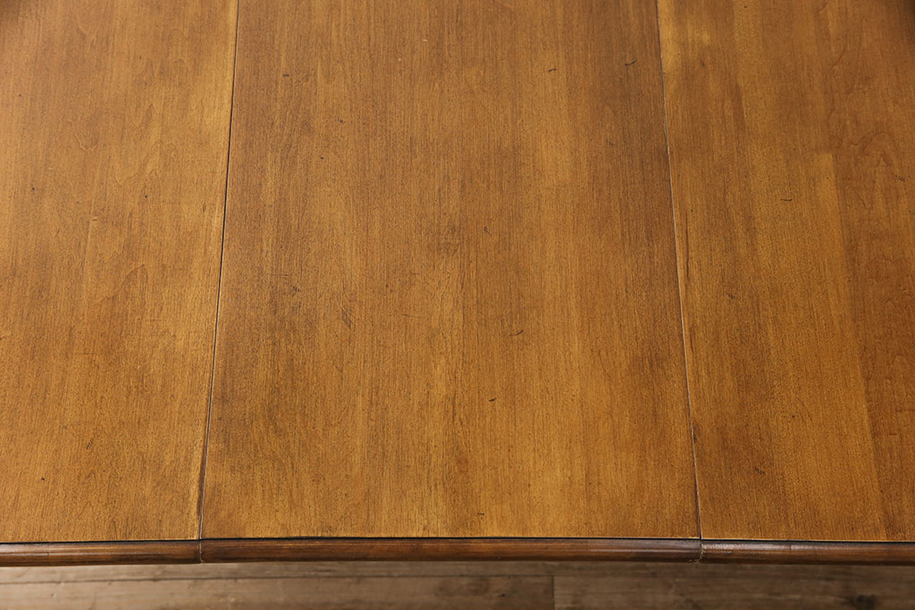 中古　ETHAN ALLEN(イーセンアーレン)　猫脚がおしゃれなドローリーフテーブル(エクステンションテーブル、ダイニングテーブル)(R-050081)