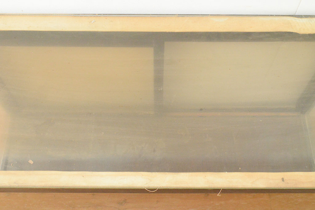 和製アンティーク　ケヤキ材　シンプルなデザインの卓上ガラスケース(ショーケース)(R-053261)