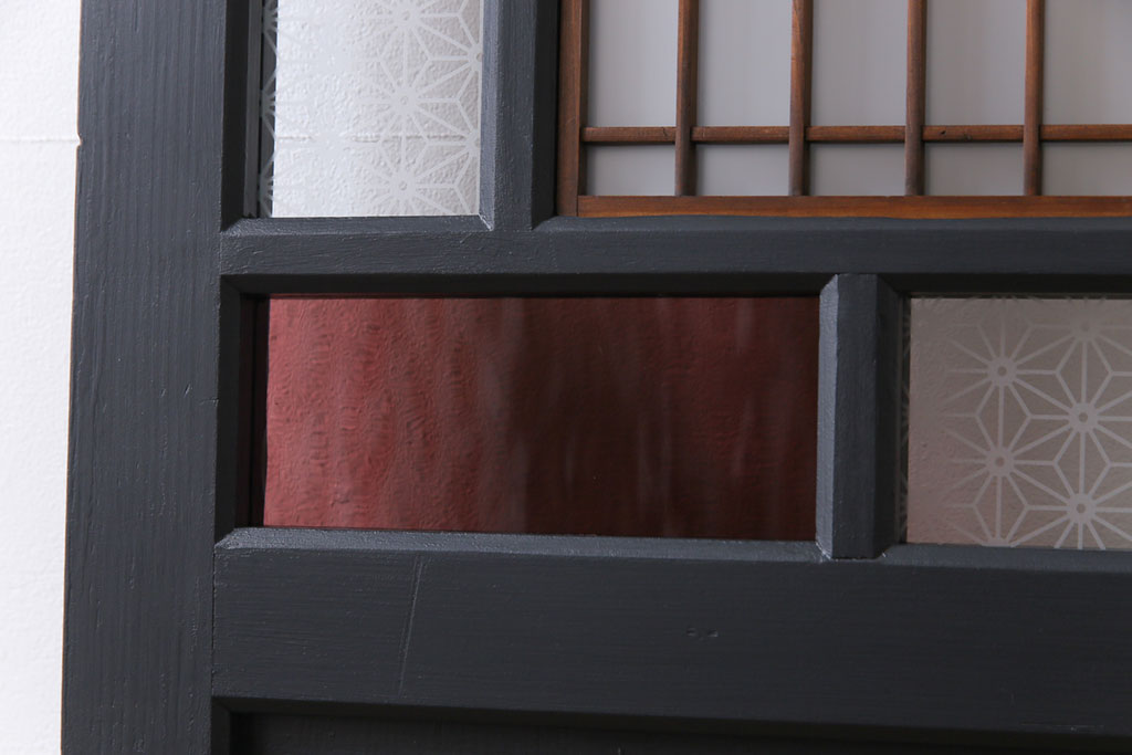 ペイント建具　ラフジュ工房オリジナルガラス　色ガラス入り　モダンな雰囲気がお洒落な板戸2枚セット(建具、引き戸、ガラス戸)