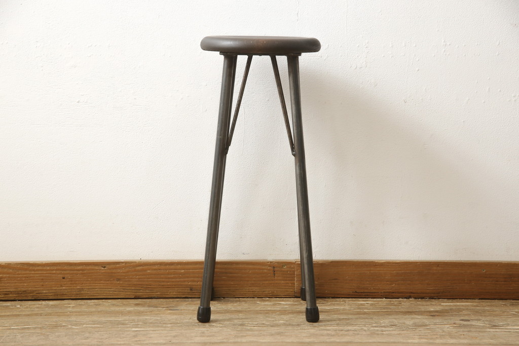 ラフジュ工房オリジナル　異素材の組み合わせがかっこいい雰囲気を醸し出すハイスツール(椅子、イス、板座チェア)(R-059366)