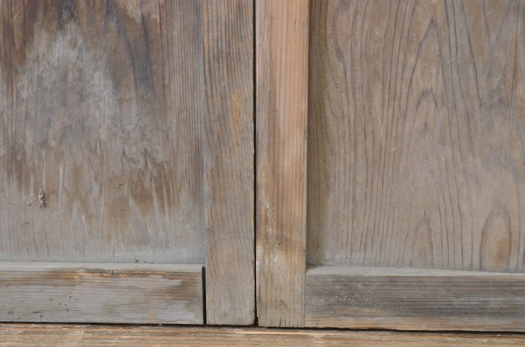 アンティーク建具　和の空間づくりにおすすめの玄関戸2枚セット(荒格子戸、引き戸、ガラス戸)(R-062967)
