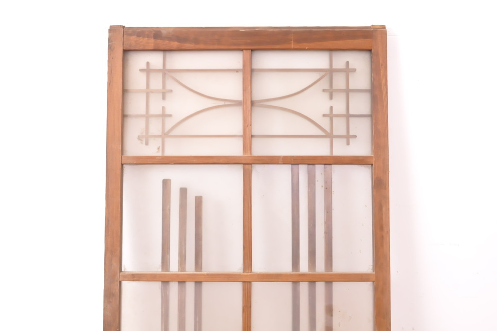 アンティーク建具　個性的なデザインが目を引くガラス戸1枚(引き戸、建具)(R-050560)