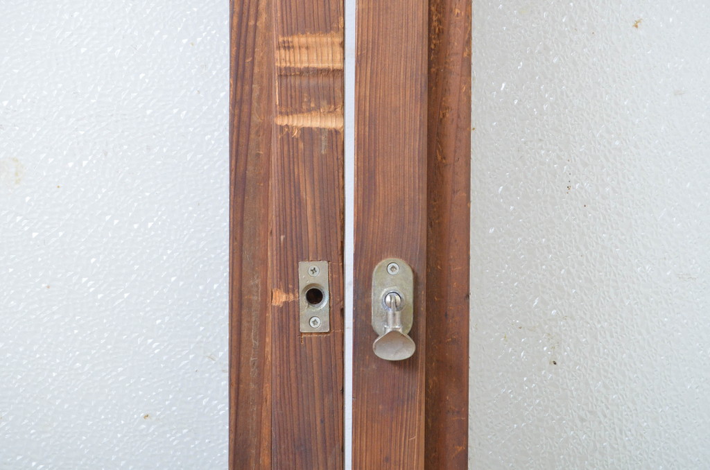 アンティーク建具　落ち着きのある和を演出する障子戸2枚セット(引き戸、ガラス帯戸)(R-063747)
