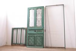 和製アンティーク　ヒノキ材　漆塗りが美しい蔵戸(引き戸、建具、玄関戸)