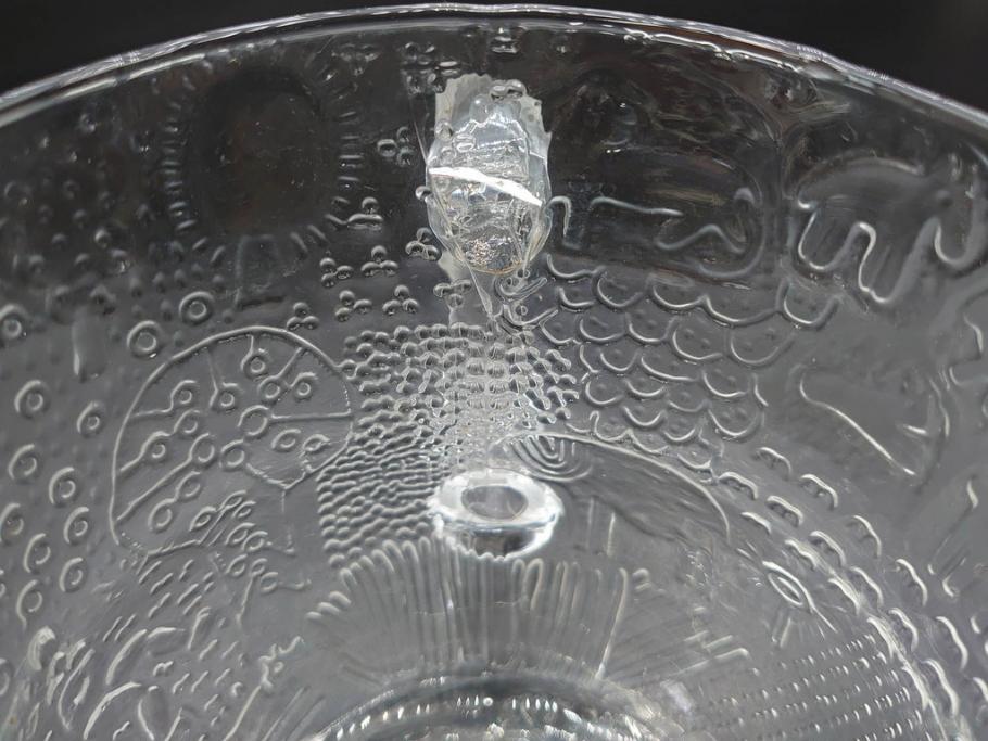 1970年～1984年頃　Nuutajarvi　ヌータヤルヴィ　Fauna　ファウナ　緻密なデザインが施された美しいピッチャー(ガラス、水差し、北欧食器)(検索ワード:アラビア(ARABIA)、イッタラ(iittala))(R-071511)