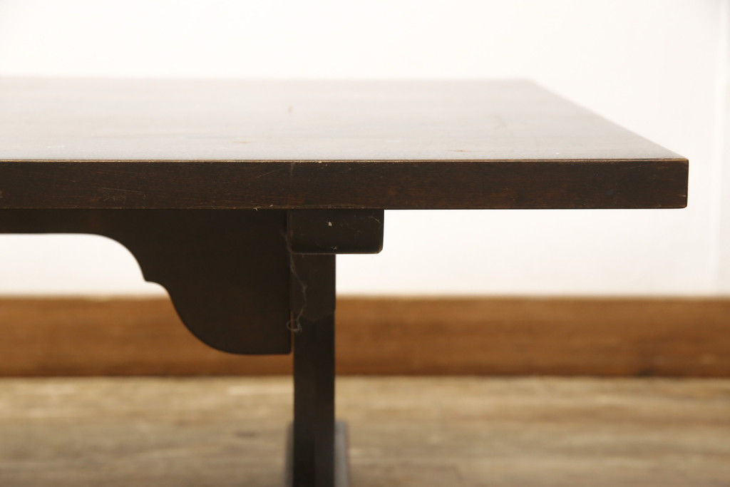 中古　北海道民芸家具　シックなデザインが魅力の折りたたみローテーブル(座卓、ちゃぶ台、文机、センターテーブル、折り畳み)(R-058984)