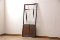 中古　ブランド家具　総ナラ(楢)材　立派な彫刻の高級ドア1枚(オークドア、扉、木製ドア、玄関ドア、建具)(R-063775)